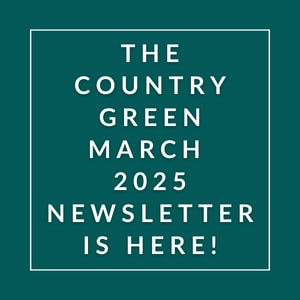 The image announces the availability of the Country Green March 2025 Newsletter.