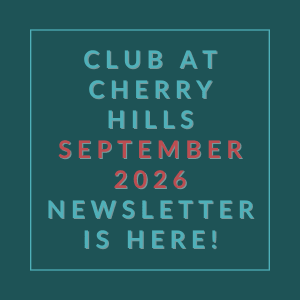 The image announces the availability of the Club at Cherry Hills September 2026 newsletter.