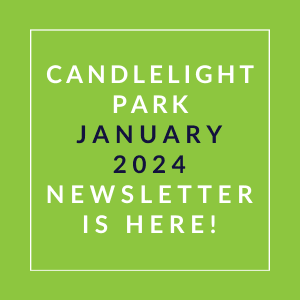 a green square with the words candidate park january 2024 newsletter is here