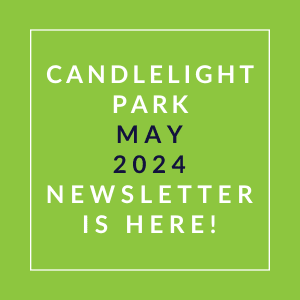 a green field with the textcandle park may 2024 newsletter is here