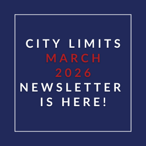 A newsletter announcement for the City Limits March 2026.