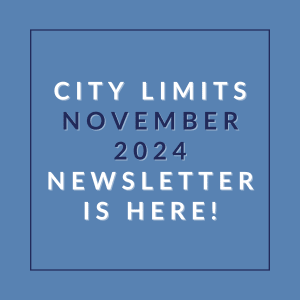 a blue background with the words city limits october 23 newspaper is here