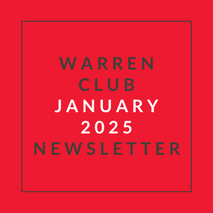 A red cover of the Warren Club January 2025 Newsletter.