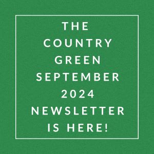a green square with the words the country green september 2022 is here