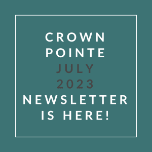 a green background with the words crown point july 23 newsletter is here