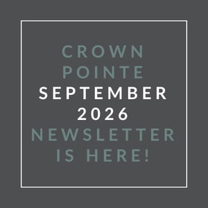 A graphic announcing the availability of the Crown Pointe September 2026 newsletter.