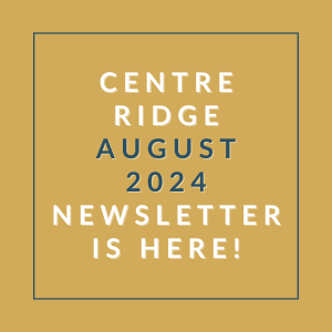 an orange background with the words centre ridge august 23 newspaper is here