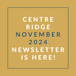 an orange background with the words centre ridge october 22 23 newsletter is here