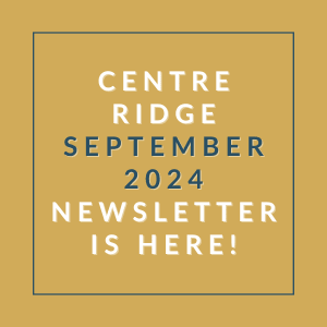 an orange background with the text centre ridge september 2024 newsletter is here