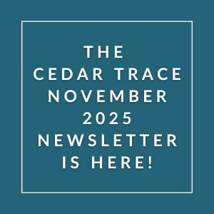 The image announces the release of the Cedar Trace October 2025 newsletter.
