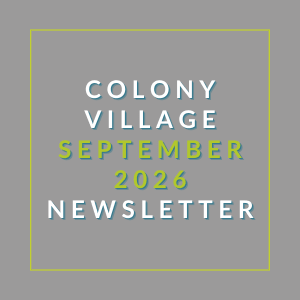 A newsletter cover for Colony Village for September 2026.