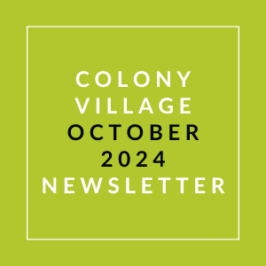the 2020 colony village october newsletter logo