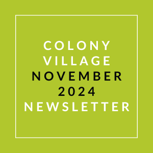 the 2020 colony village october newsletter logo