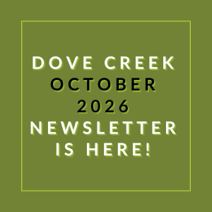 The image announces the availability of the Dove Creek October 2026 newsletter.