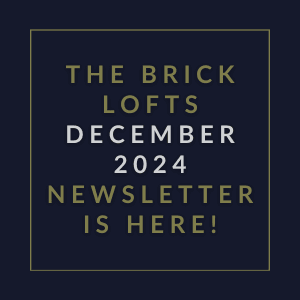 The image announces the availability of The Brick Lofts October 2024 newsletter.