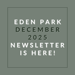 The image announces the availability of the Eden Park December 2025 newsletter.