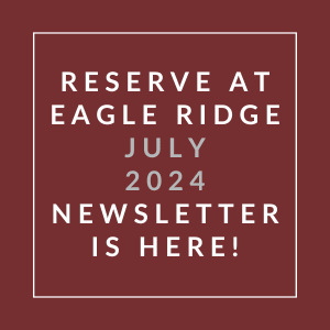 a red background with the words reserve july 2024 newsletter is here