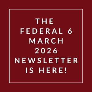 The image announces the availability of the Federal 6 March 2026 newsletter.