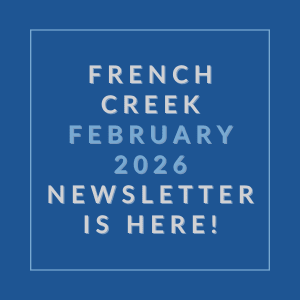 The image is a cover of the French Creek February 2026 newsletter.