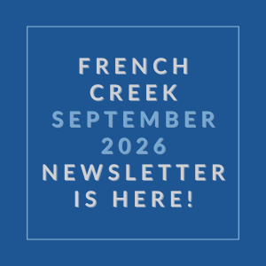 The image announces the availability of the French Creek September 2026 newsletter.