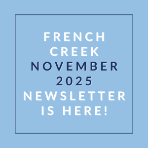 The image announces the availability of the French Creek November 2025 newsletter.