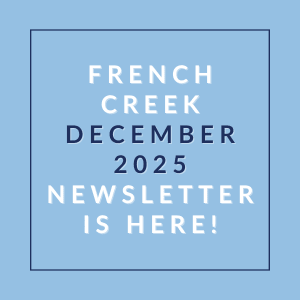 The image announces the availability of the French Creek December 2025 newsletter.