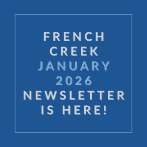 The image is a cover of the French Creek January 2026 newsletter.