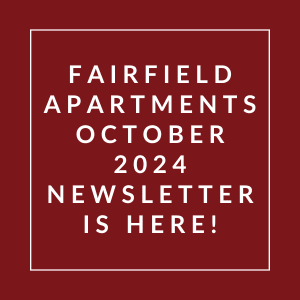 a white box with the words fabricated apartments october 2024 newsletter is here