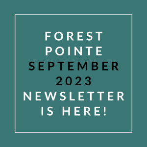 a green background with the words forest point september 23 23 newspaper is here