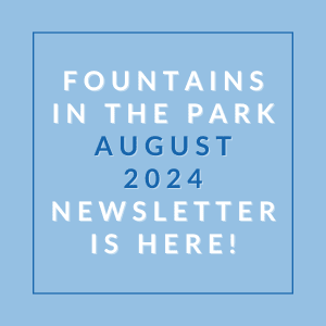 a blue background with a white text box that says foundations in the park august 23 newsletter
