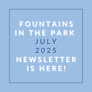 A blue square with text announcing the availability of a newsletter.