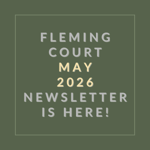 The image is a cover of the Fleming Court May 2026 newsletter.