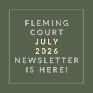 The image is a cover of the Fleming Court July 2026 newsletter.