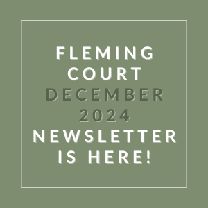 The image announces the availability of the Fleming Court December 2024 newsletter.