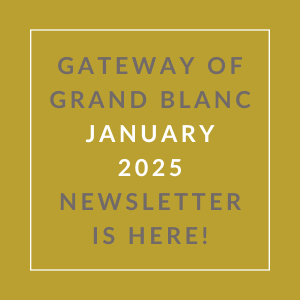 The image is a cover of the Gateway of Grand Blanc January 2025 newsletter.