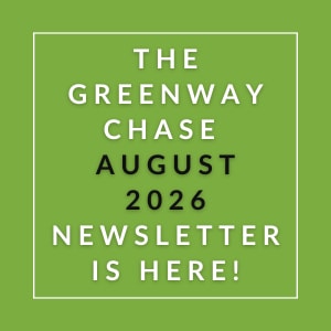 The image announces the availability of the Greenway Chase August 2026 newsletter.