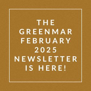 The image announces the availability of the Greenmar February 2025 newsletter.