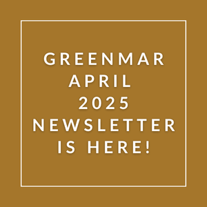 The image announces the availability of the Greenmar April 2025 newsletter.