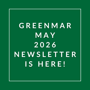 A green newsletter cover for Greenmar in May 2026.