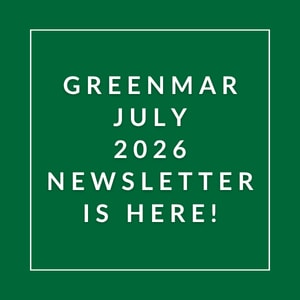 A green newsletter cover for Greenmar in July 2026.