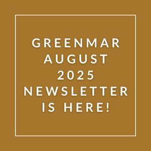 The image announces the availability of the Greenmar August 2025 newsletter.