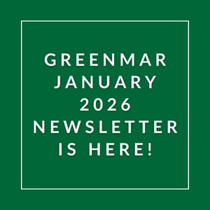 A green square with white text announcing the Greenmar January 2026 Newsletter.