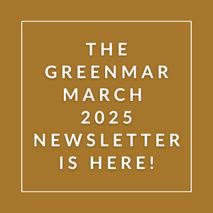 The image announces the release of the Greenmar March 2025 newsletter.