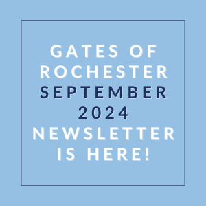 the white text on a blue background reads gates september 2024