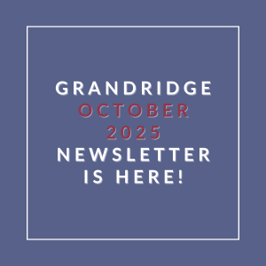 The image announces the release of the Grandridge October 2025 newsletter.