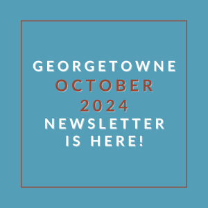 a blue background with a white and orange font and the words 2019 newsletter is here