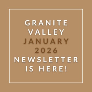 The image is a cover of the Granite Valley January 2026 newsletter.