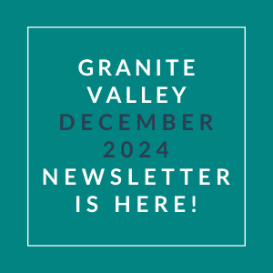 The image is promoting the Granite Valley December 2024 newsletter.