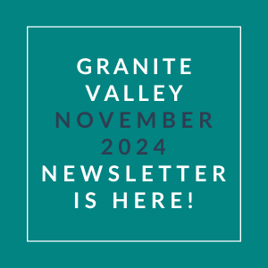 a green background with a white font and the wordsgranite valley november