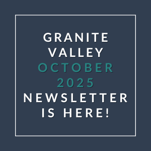 The image is a cover of the Granite Valley October 2025 newsletter.